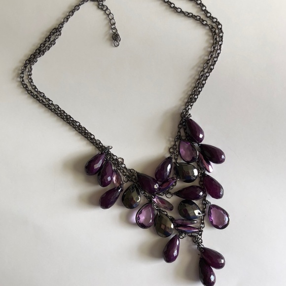 Double Strand Purple Teardrop Necklace - Picture 5 of 7